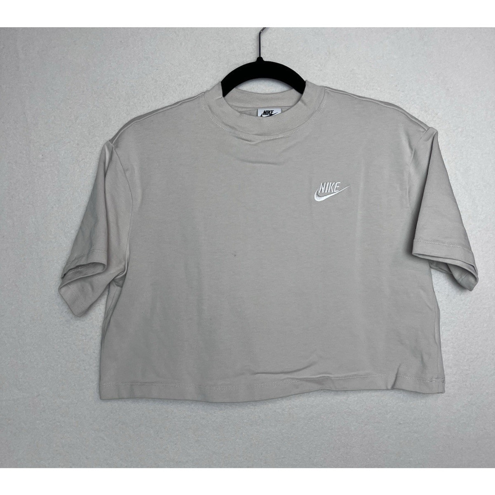 Nike Women's Short Sleeve Crop Top T-Shirt Size Small Beige Crew Neck